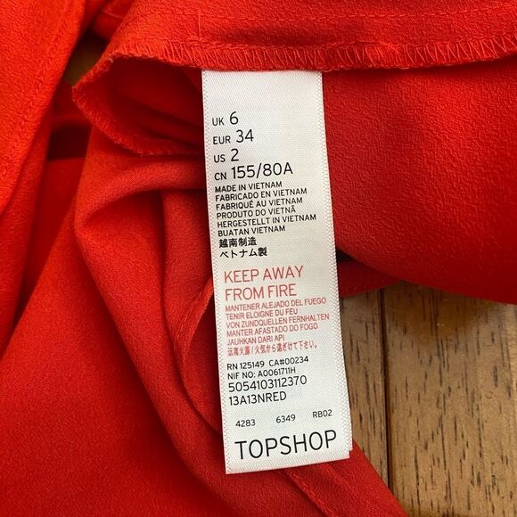 Topshop Red Cami Tank Top Size 2 - Picture 5 of 5